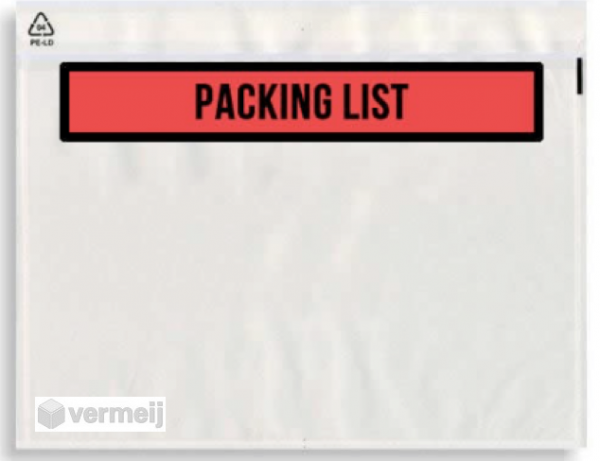 Paklijst enveloppen (zelfklevend) - Opdruk packinglist 16.2 x 12 cm à 500 st