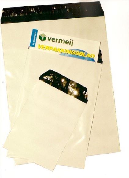 Verzendzakken (mailing bags) - Verzendzakken 165 x 220 mm + klep 5 cm 70 mµ Wit à 500 st