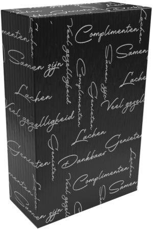 Wijndozen - Flessendoos Genieten Zwart 33.5 x 28.4 x 9.5 cm tbv 3 flessen