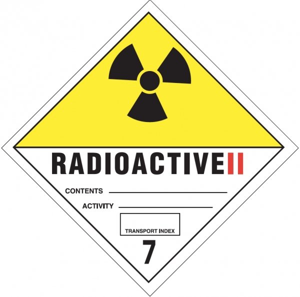 IMO etiketten -  IMO/IATA 7.2 Radioactive II PP