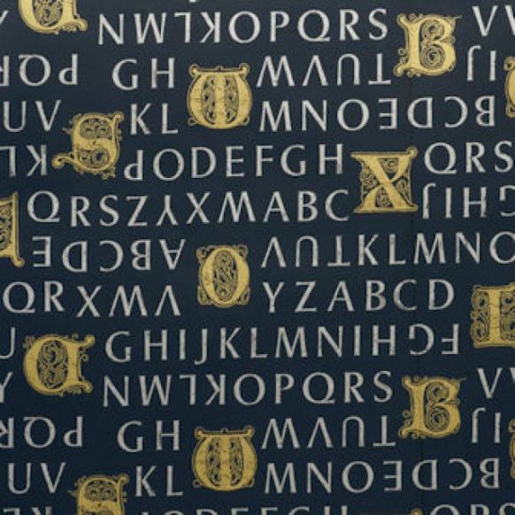 Papierrollen - Rol gekleurd, glossy blauw met letters 50 cm x 200 mtr