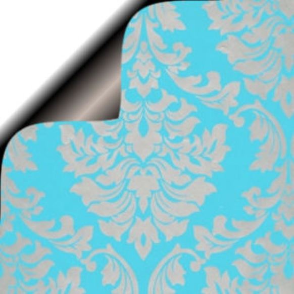 Inpakpapier - Rol gekleurd, glossy blauw/zilver 50 cm x 200 mtr